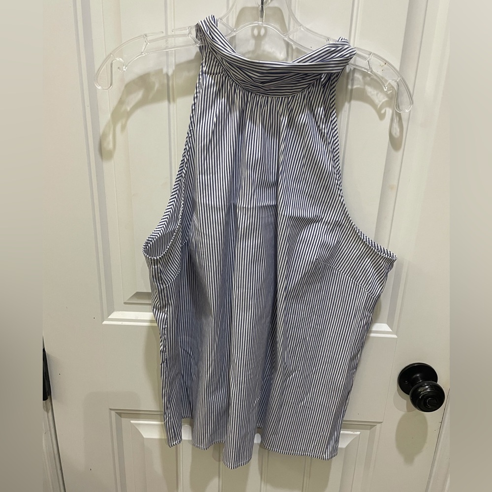 Hawthorn Sleeveless Top, size L blue and white stripes